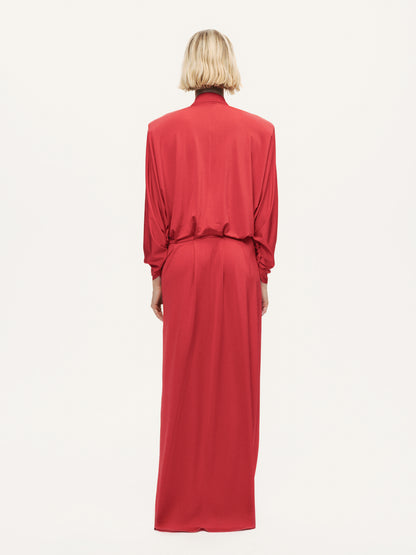 Shirt Collar Draped Maxi Dress