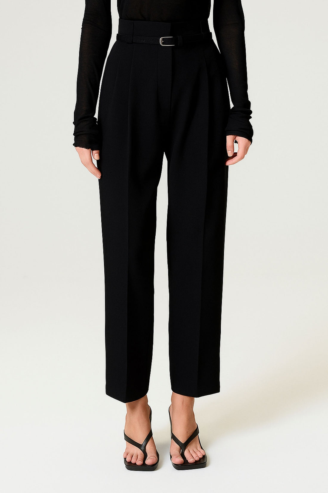 Black Belt Detailed Pants