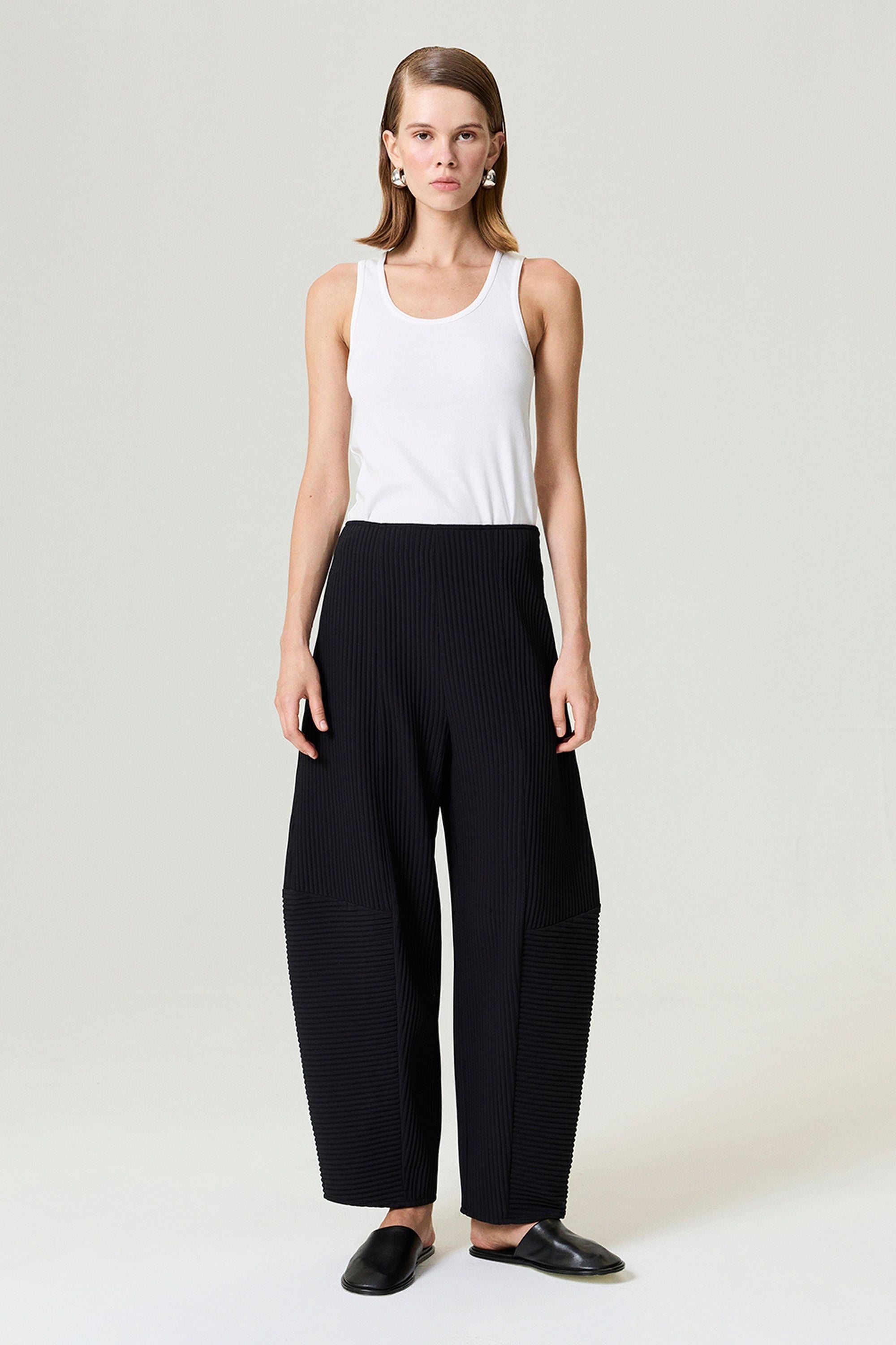 Black Cord Detailed Pants