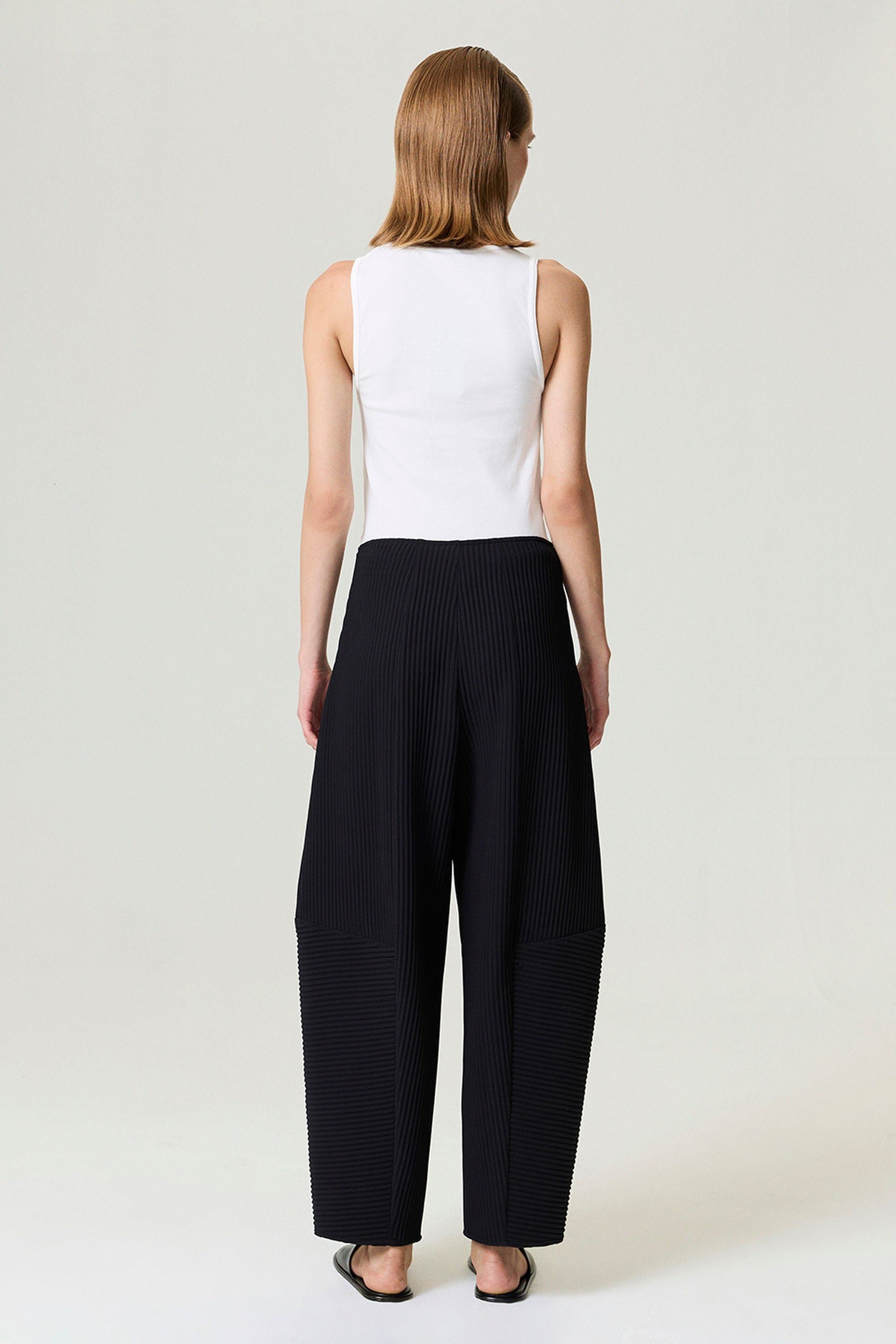 Black Cord Detailed Pants