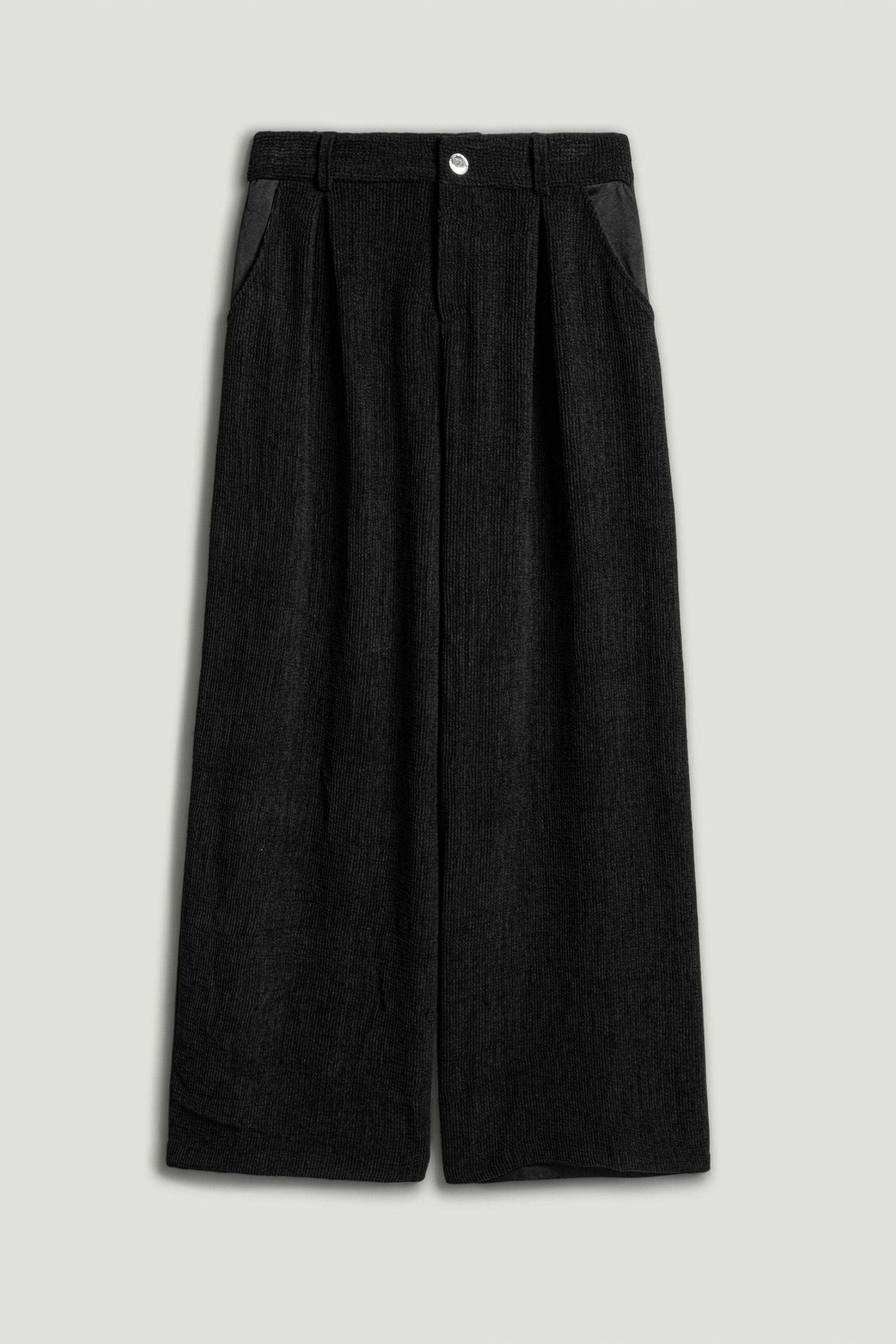 Textured Wide-Leg Pants