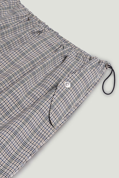 Plaid Wide-Leg Drawstring Pants