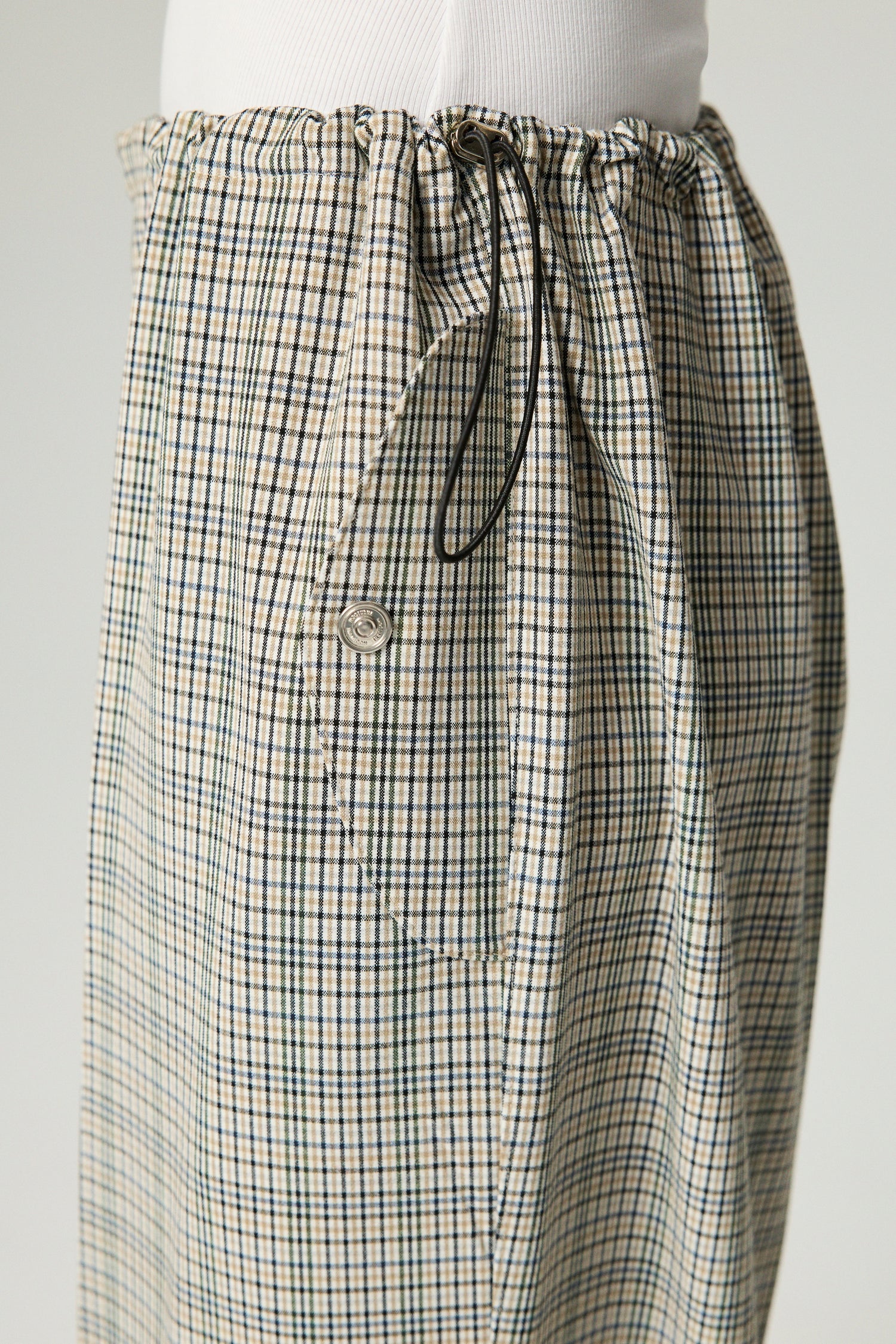 Plaid Wide-Leg Drawstring Pants