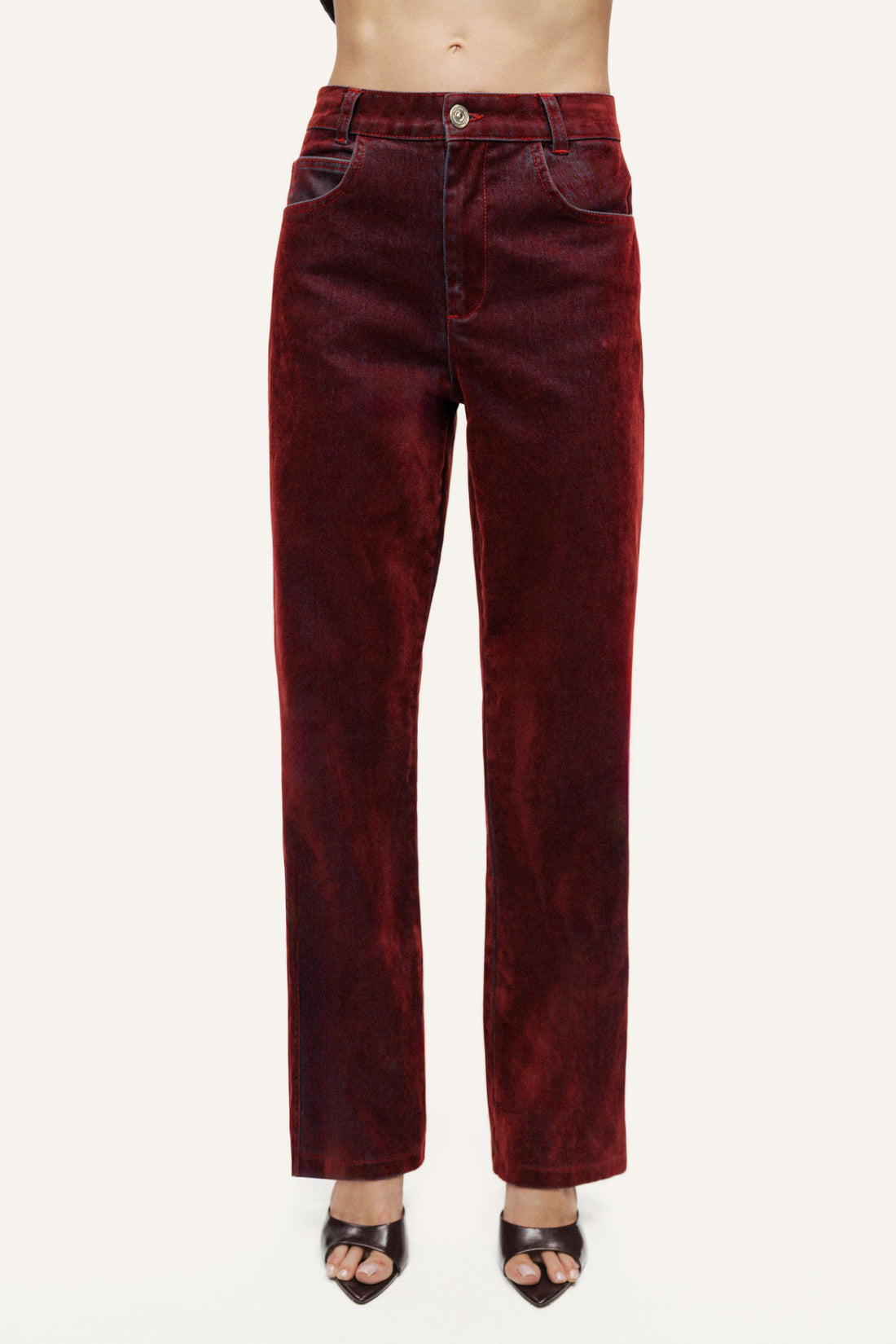 Velvet Straight-Leg Pants