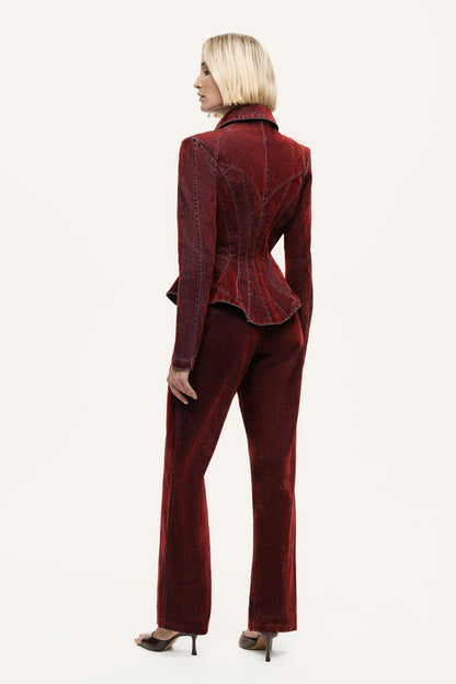 Velvet Straight-Leg Pants