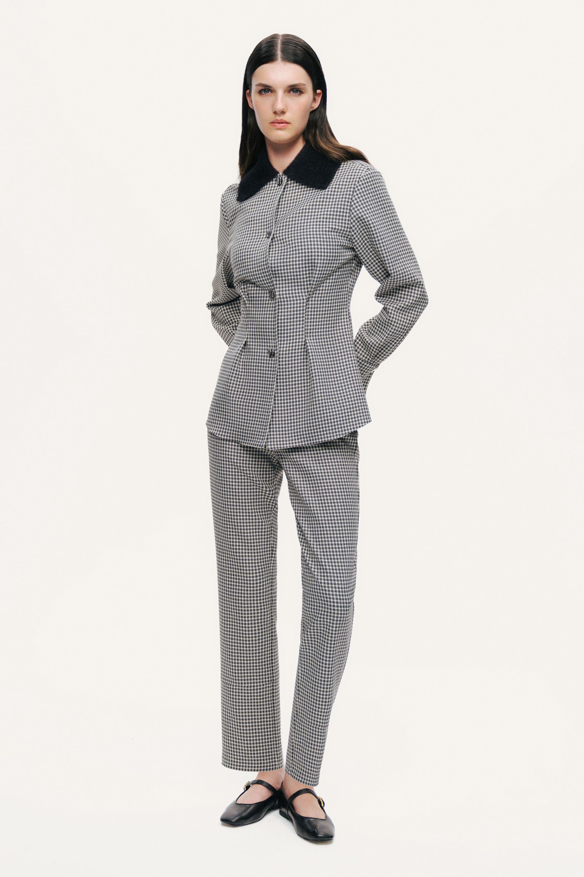 Tailored Micro Check Cigarette Pants