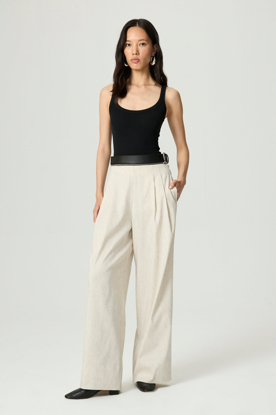 Pleated Wide-Leg Pants