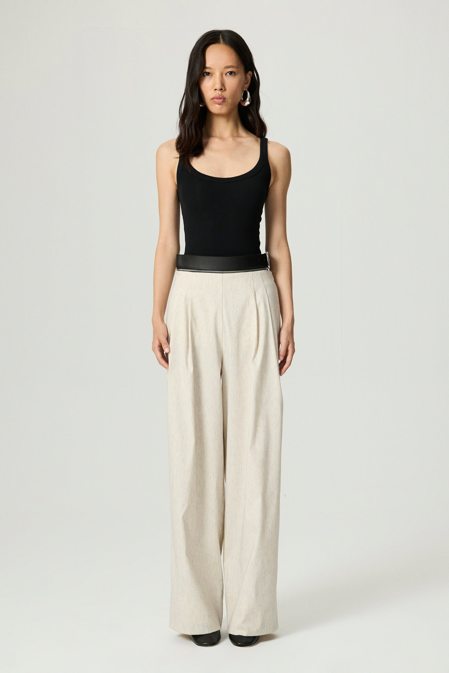 Pleated Wide-Leg Pants