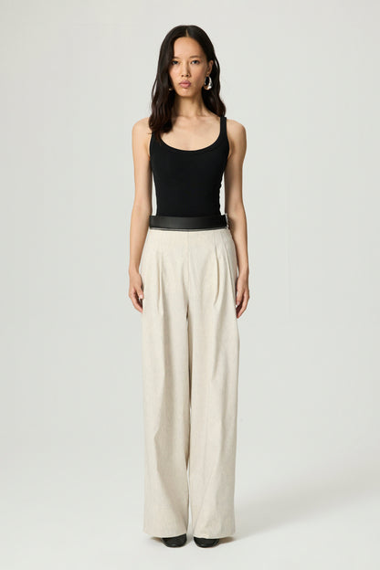 Pleated Wide-Leg Pants
