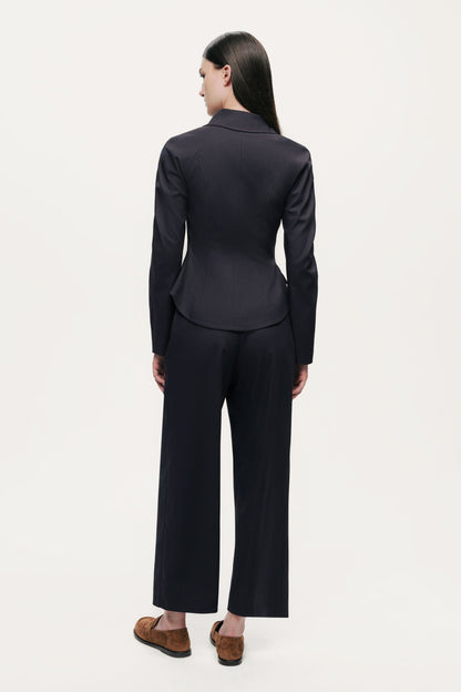 Pleated Tapered Crop Pants