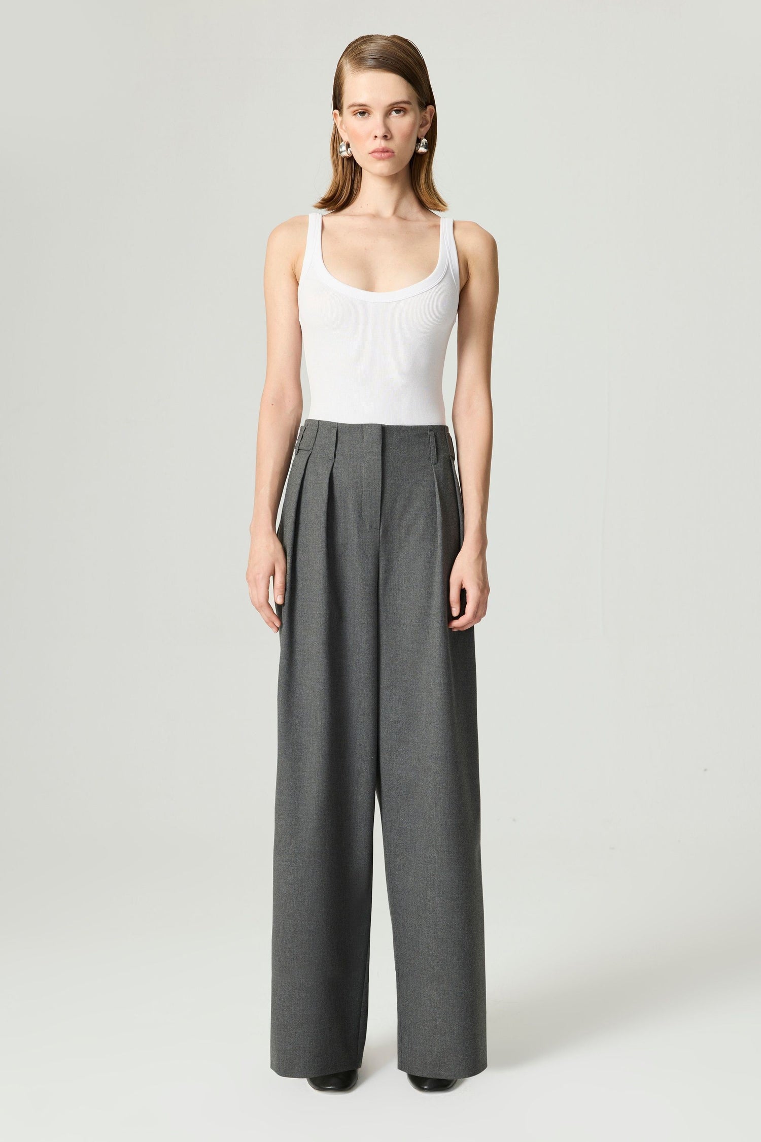 High-Waist Pleated Wide-Leg Pants