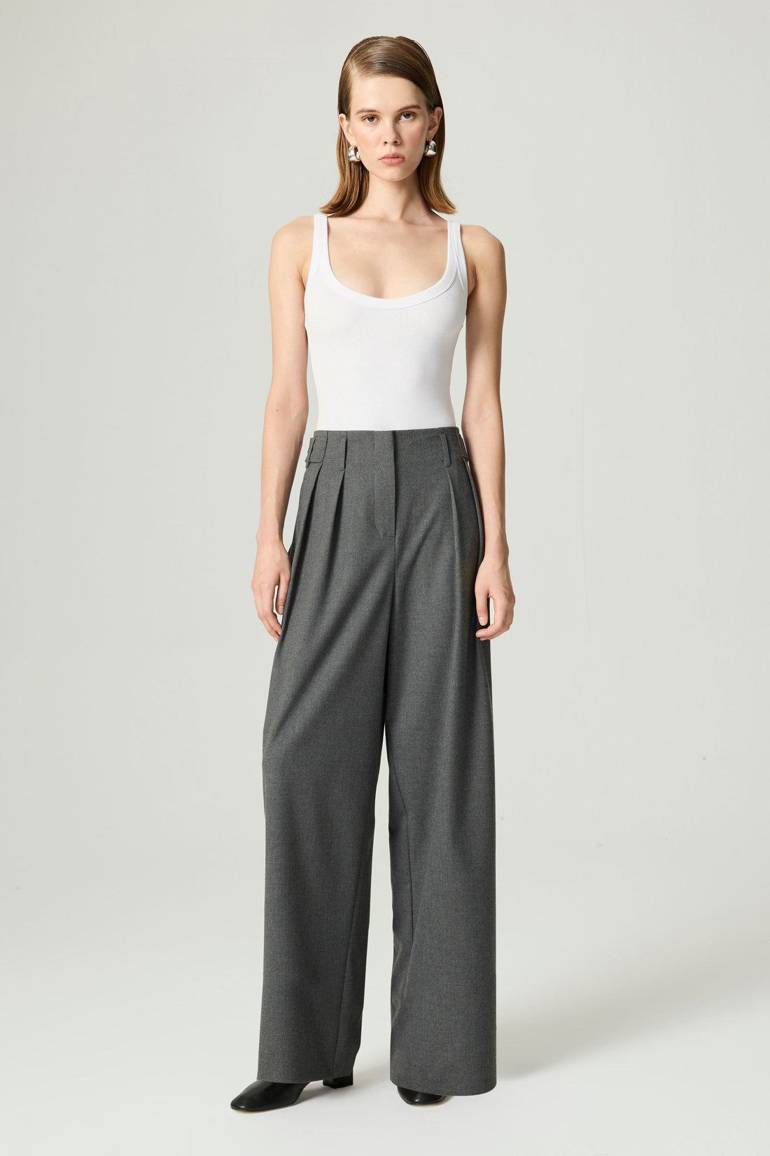 High-Waist Pleated Wide-Leg Pants