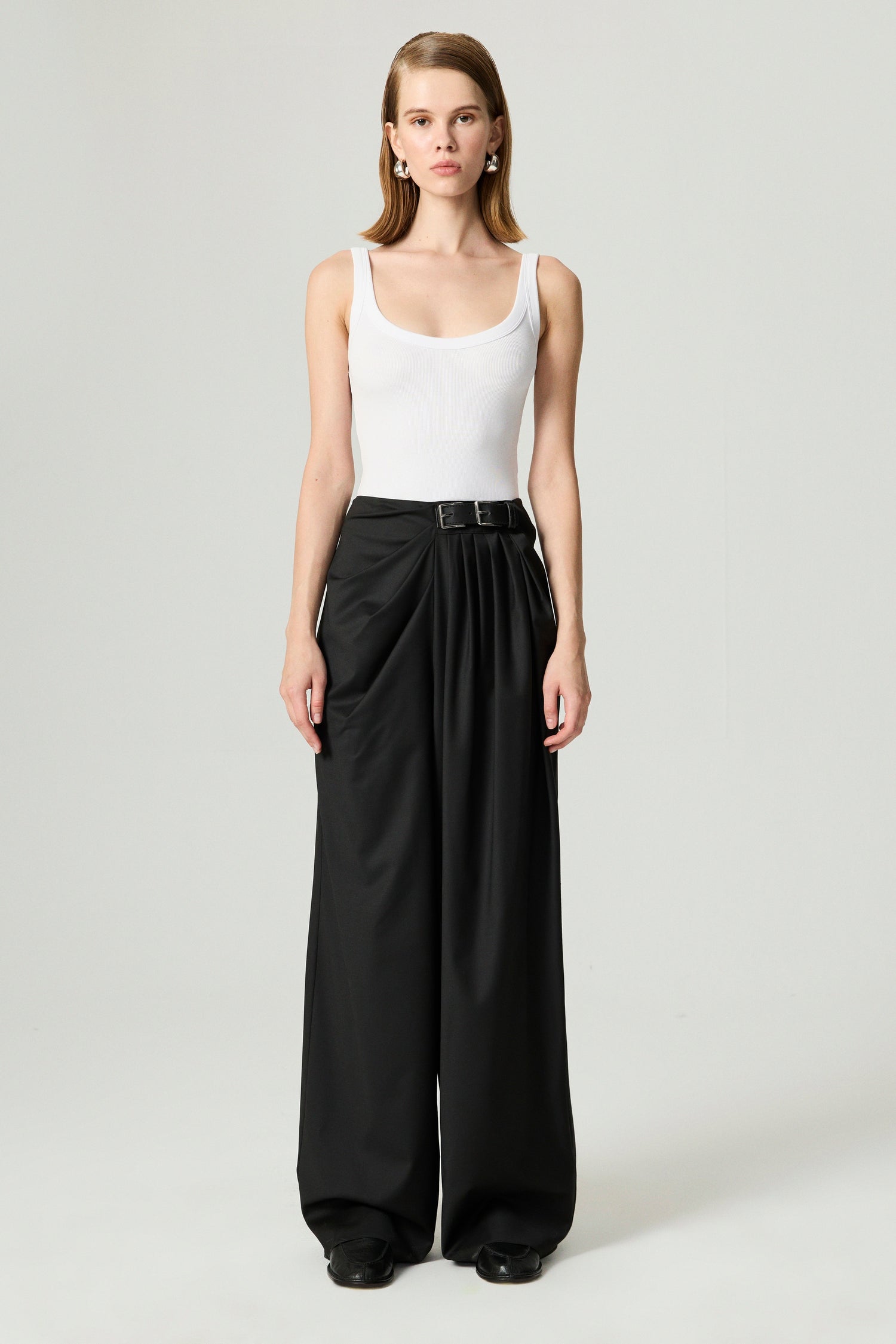 Double-Buckle High-Waist Pants