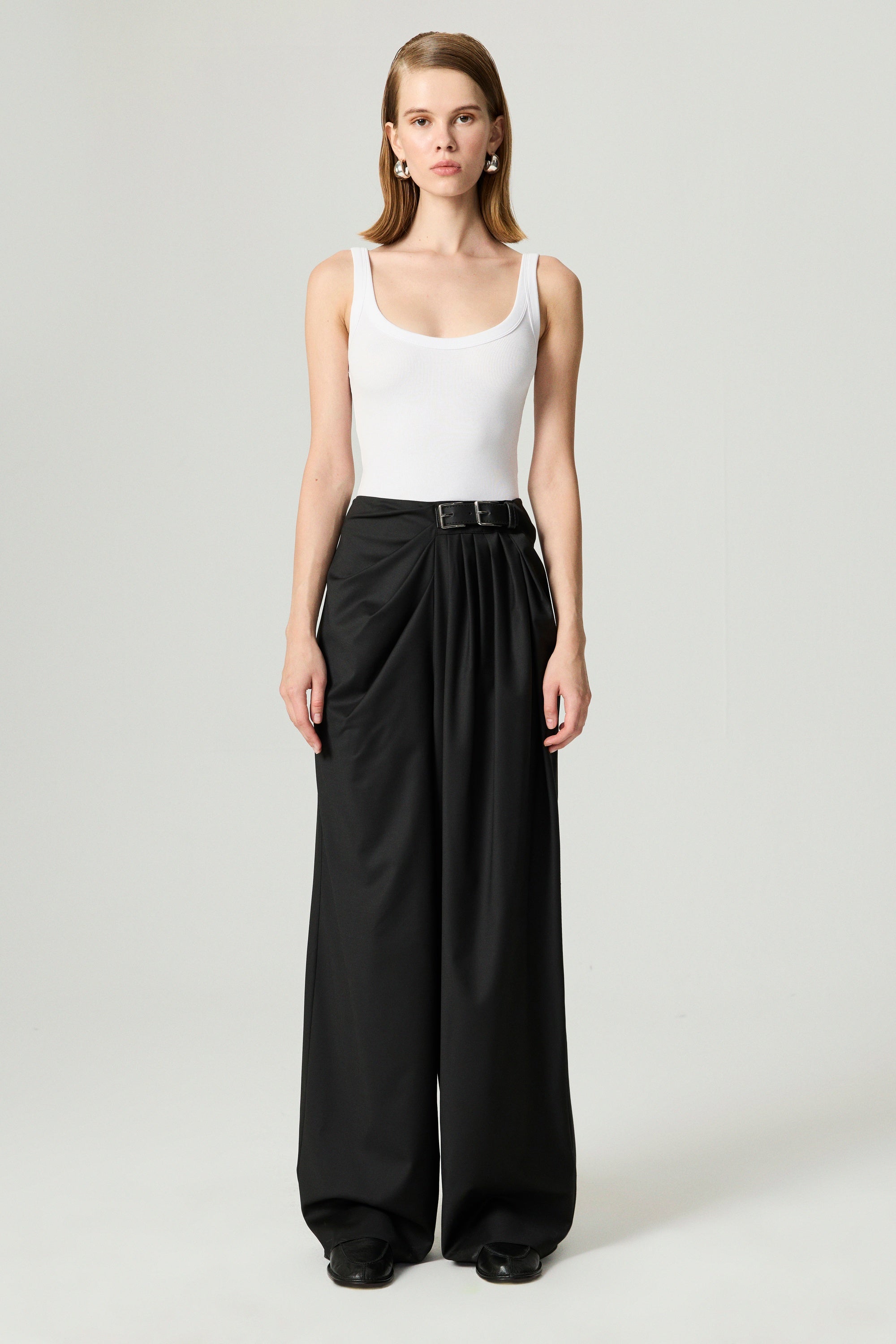 Double-Buckle High-Waist Pants