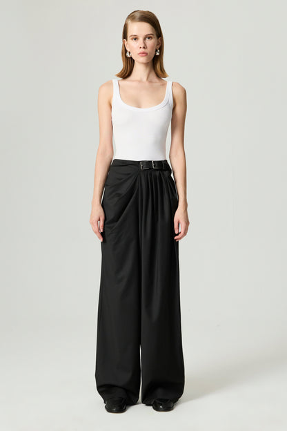 Double-Buckle High-Waist Pants