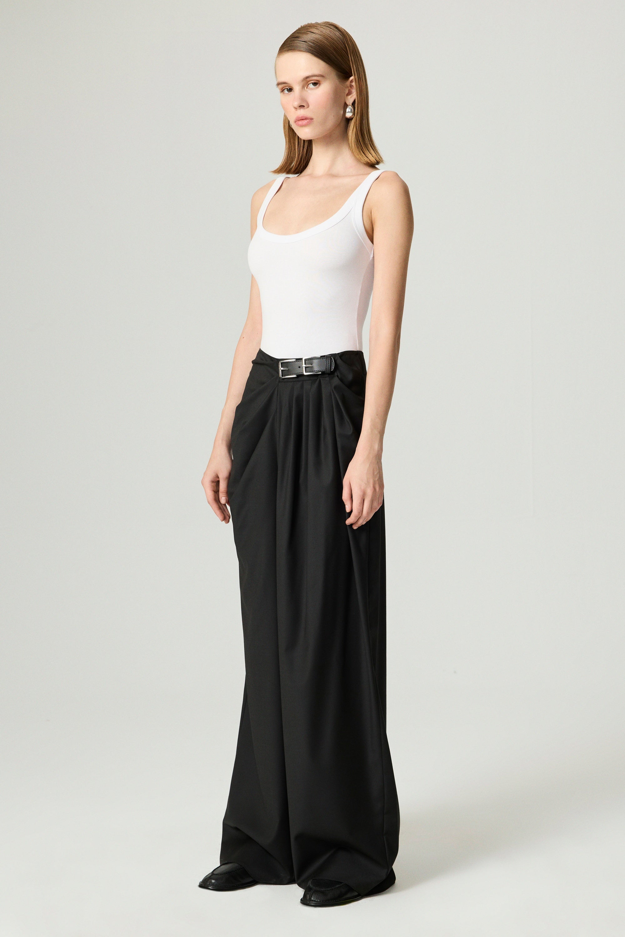 Double-Buckle High-Waist Pants