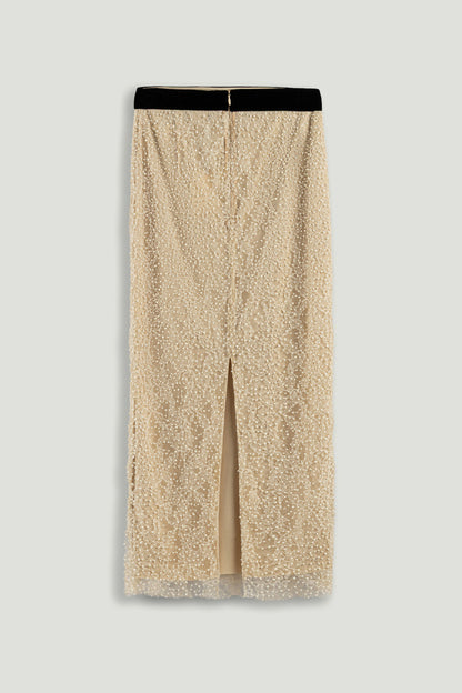 Pearl Embellished Pencil Skirt