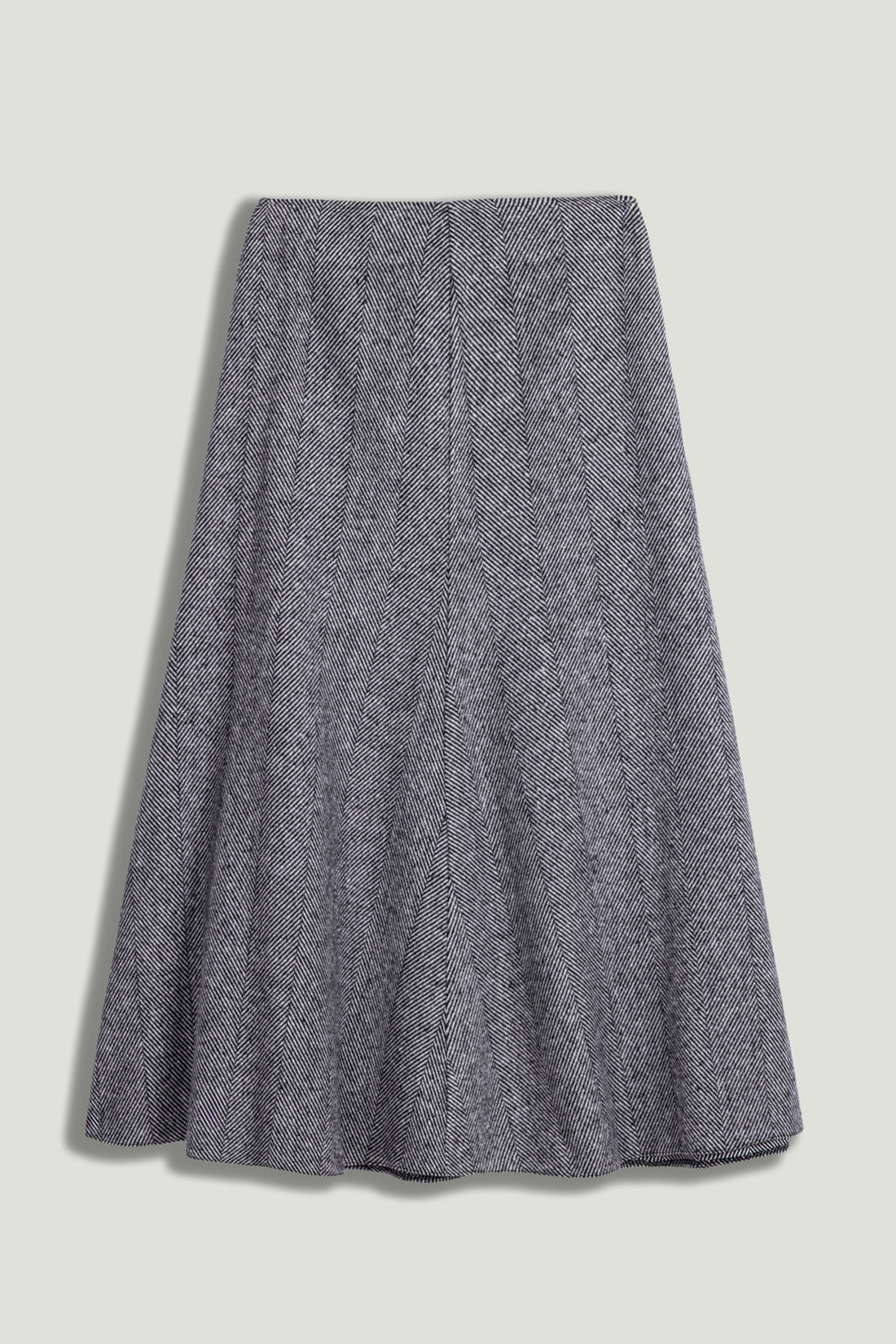 Herringbone Pattern Flared Midi Skirt