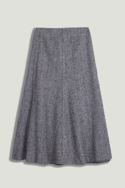 Herringbone Pattern Flared Midi Skirt