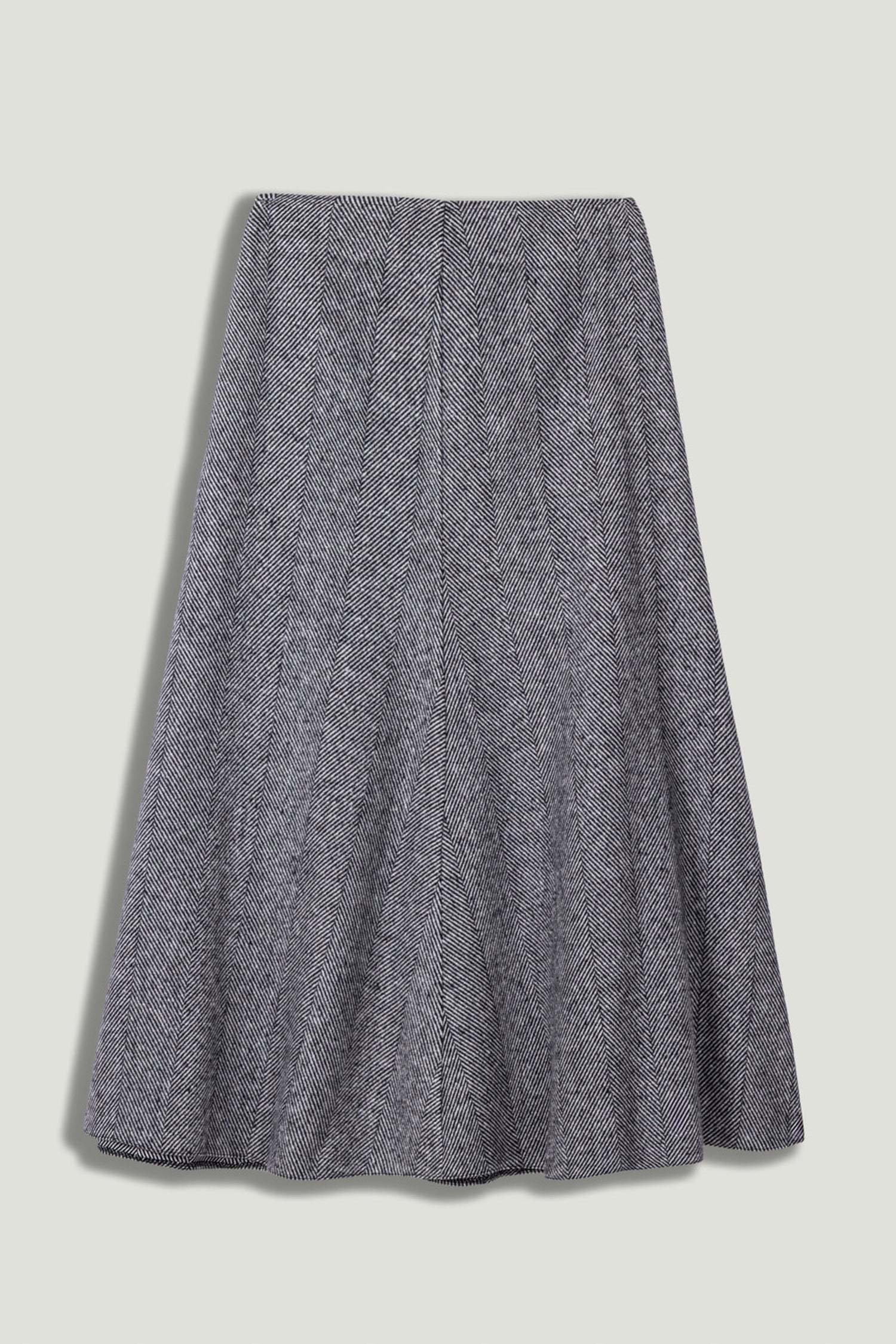 Herringbone Pattern Flared Midi Skirt