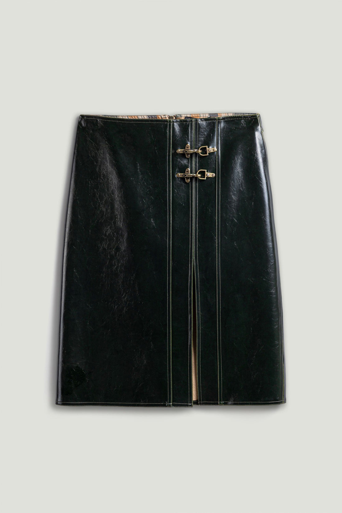 Buckle Detail Front-Slit Skirt