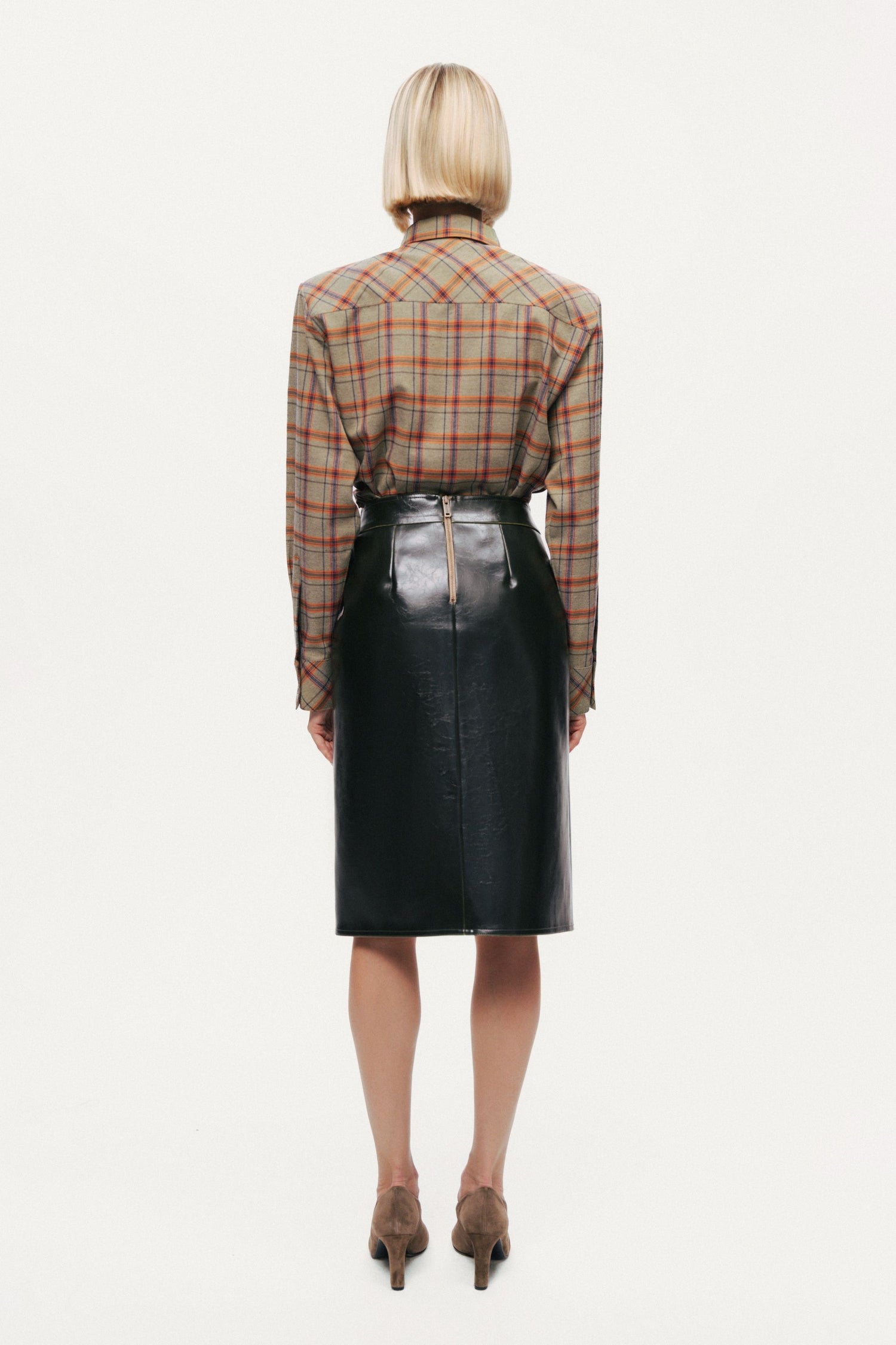 Buckle Detail Front-Slit Skirt