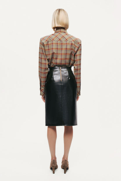 Buckle Detail Front-Slit Skirt