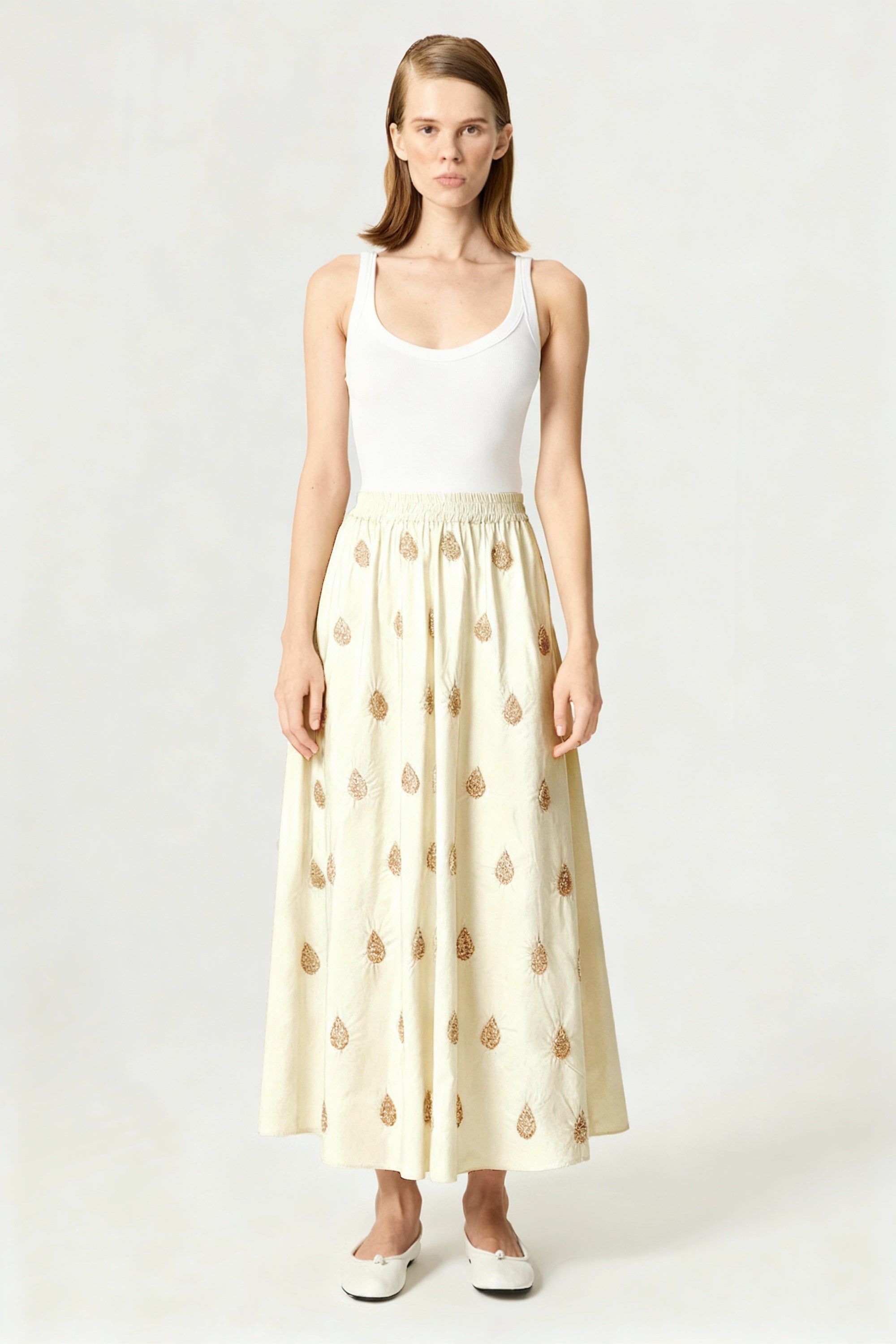 Beaded Embroidered Maxi Skirt