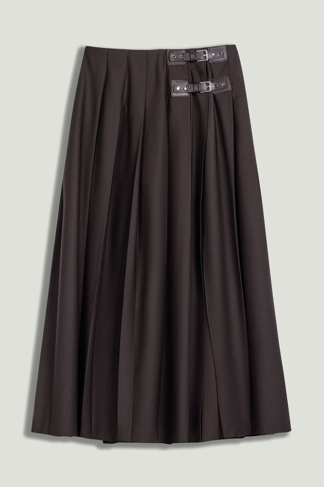 Belted Pleated Maxi Skirt
