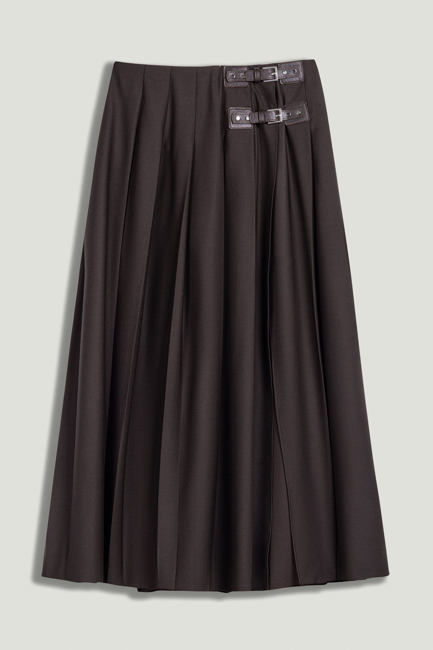 Belted Pleated Maxi Skirt