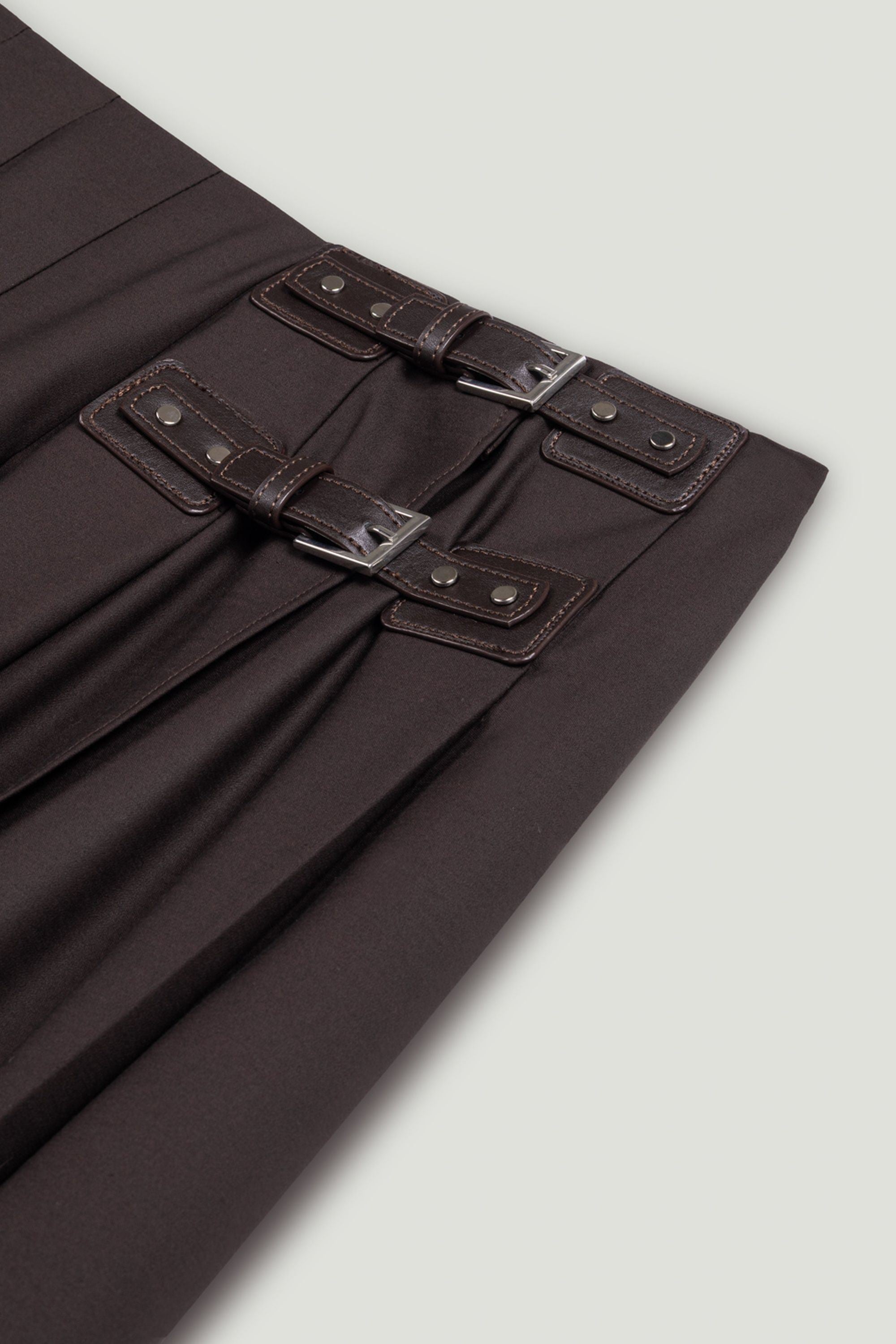 Belted Pleated Maxi Skirt