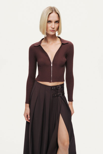 Belted Pleated Maxi Skirt