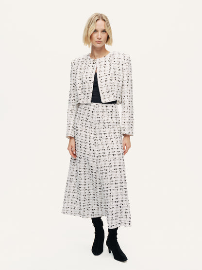 Patterned A-Line Midi Skirt