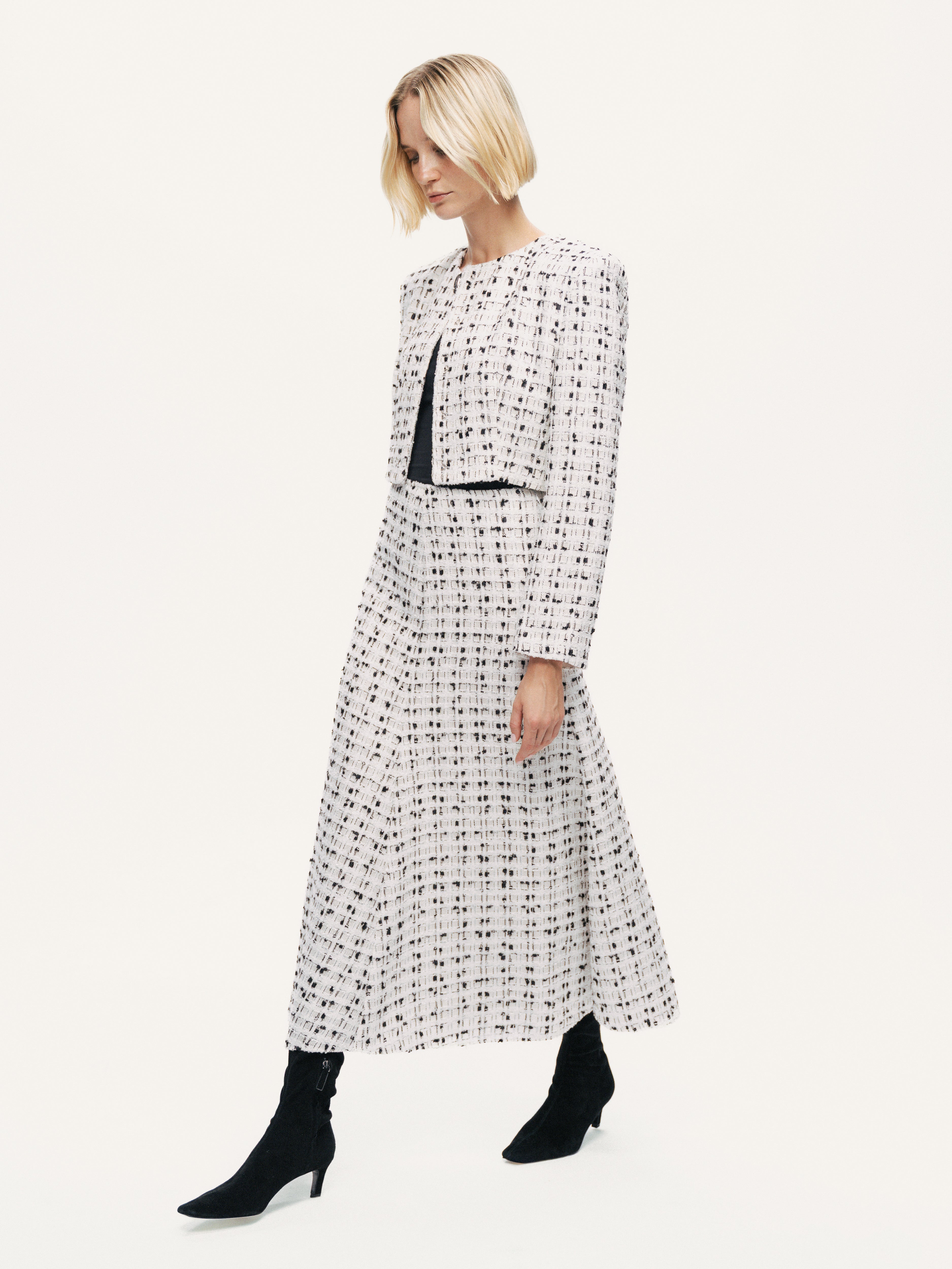 Patterned A-Line Midi Skirt