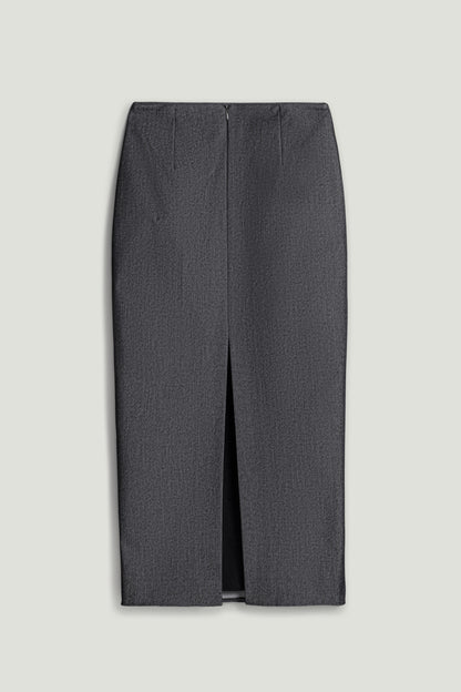 Back Slit Tailored Maxi Skirt