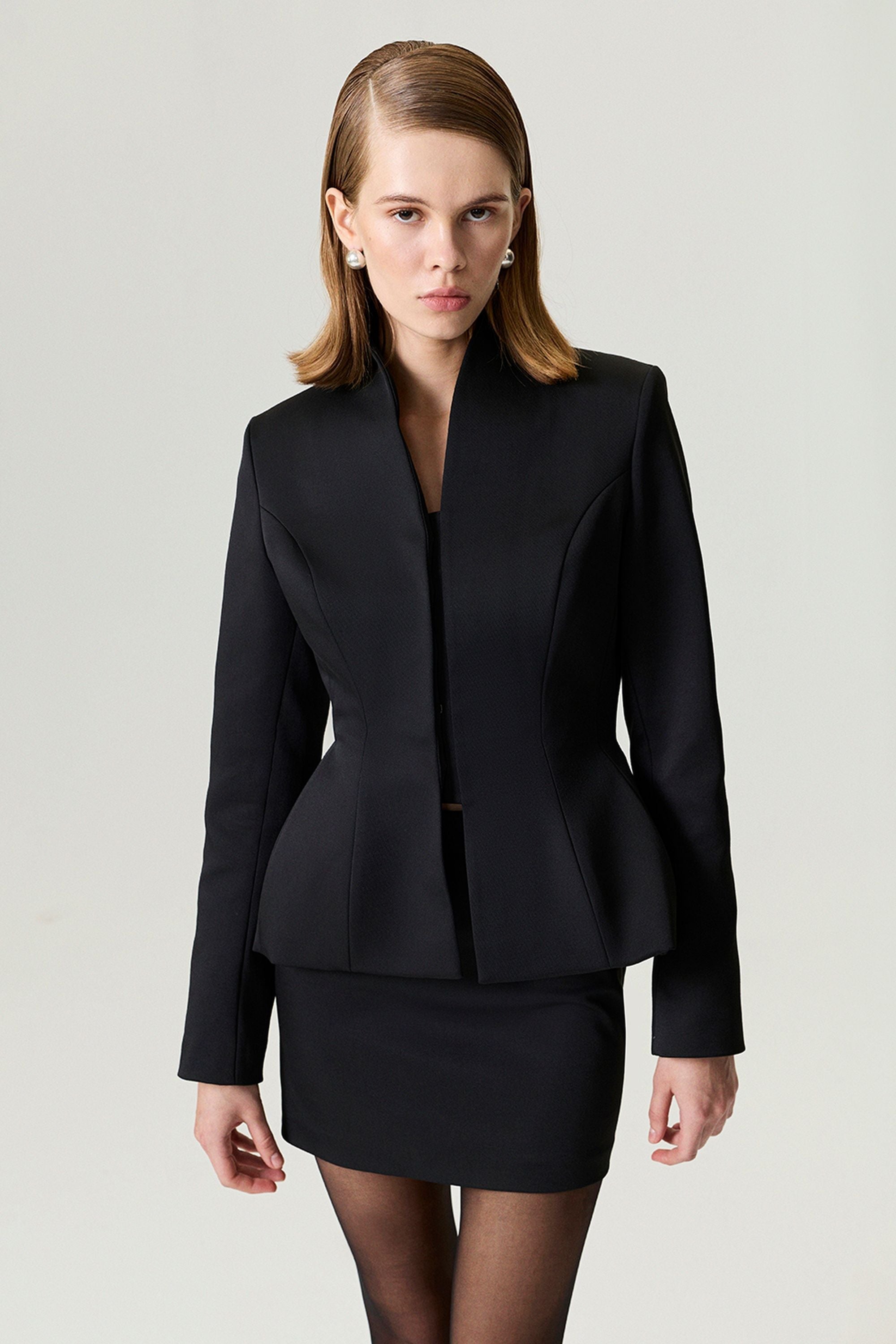Black Structured Blazer Jacket