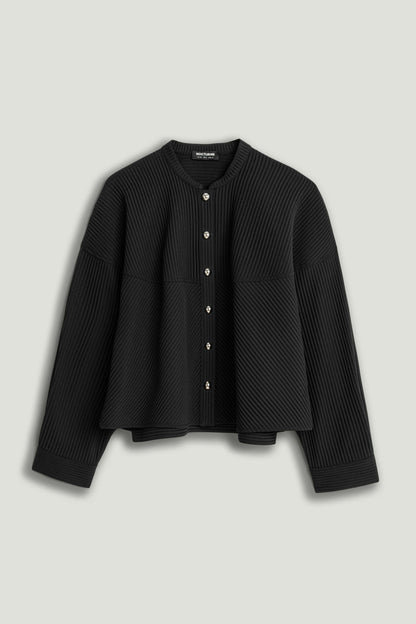 Black Ribbed Detailed Jacket