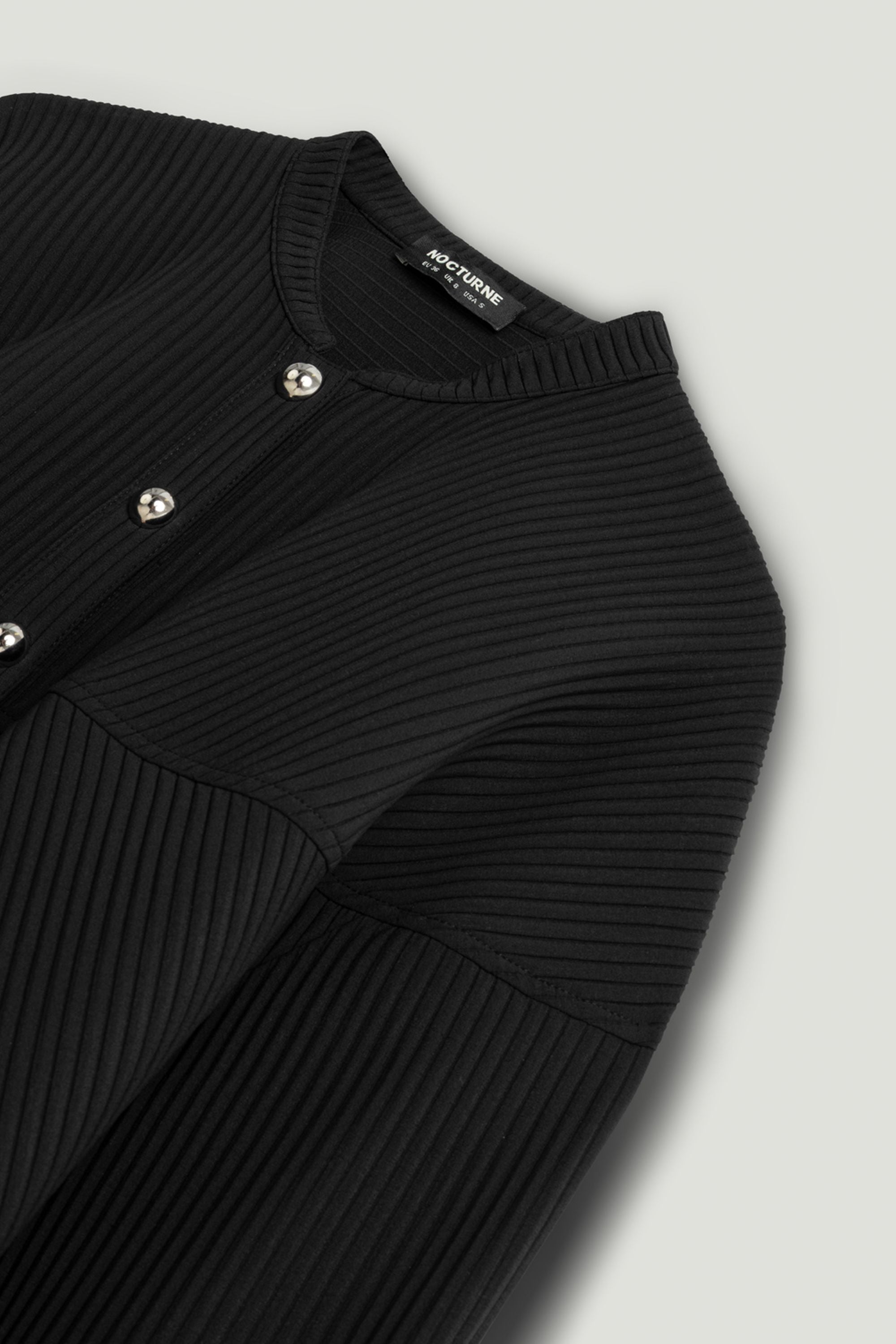 Black Ribbed Detailed Jacket