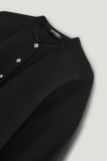 Black Ribbed Detailed Jacket