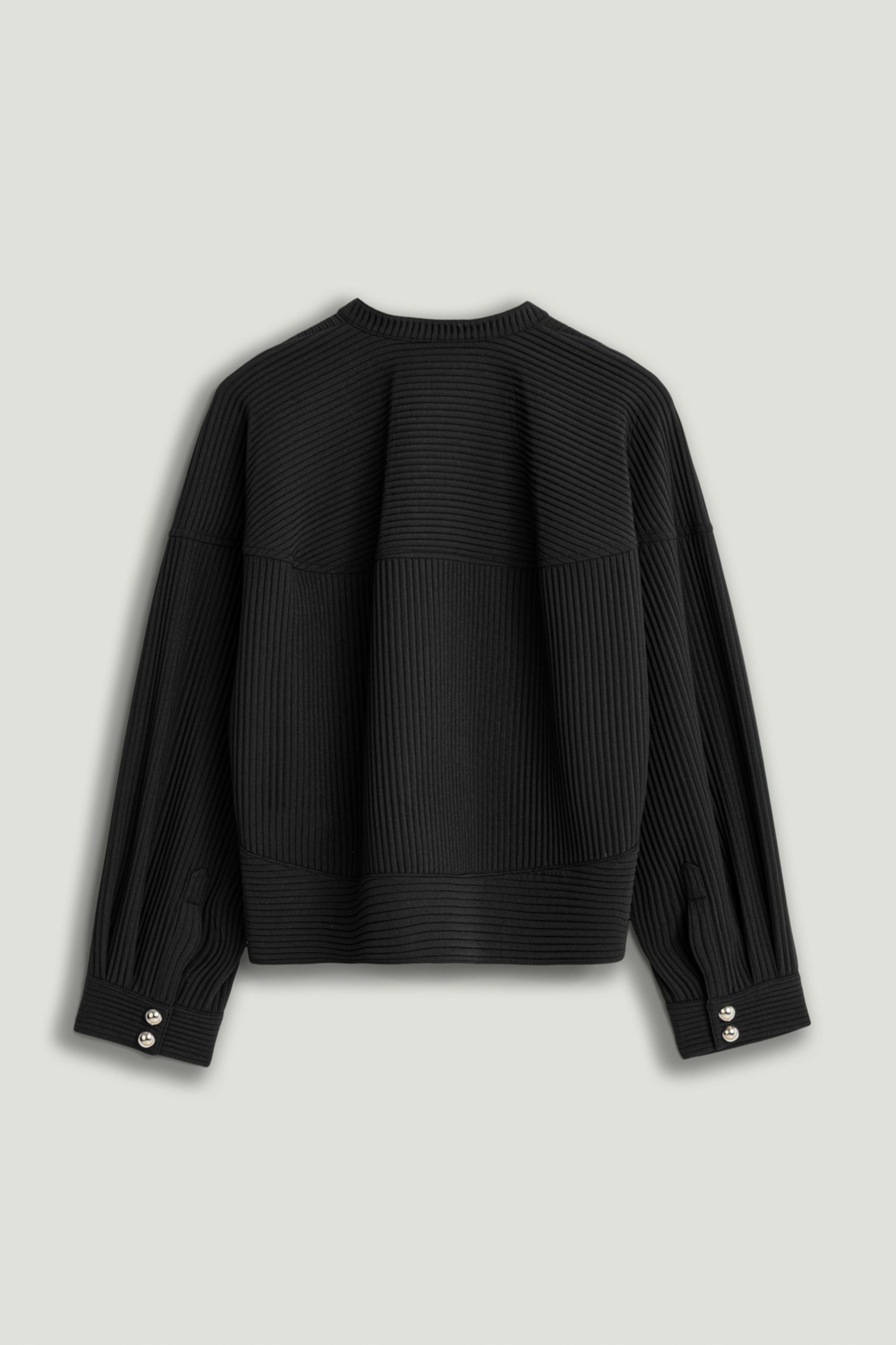 Black Ribbed Detailed Jacket