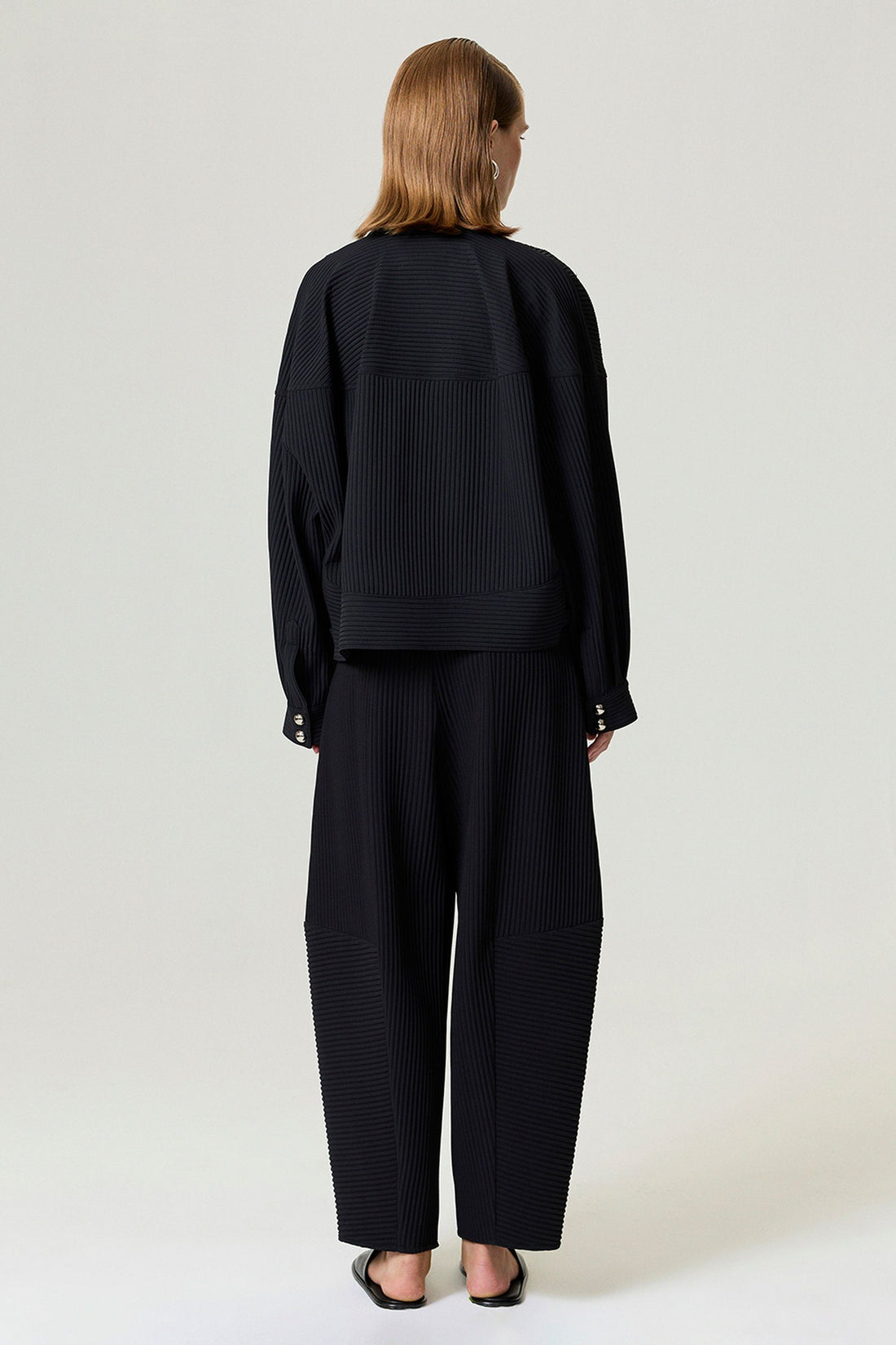 Black Cord Detailed Pants