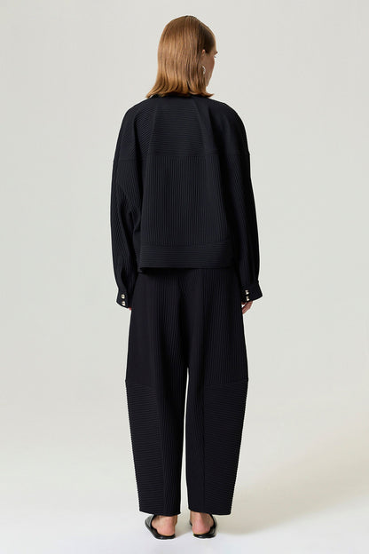 Black Ribbed Detailed Jacket