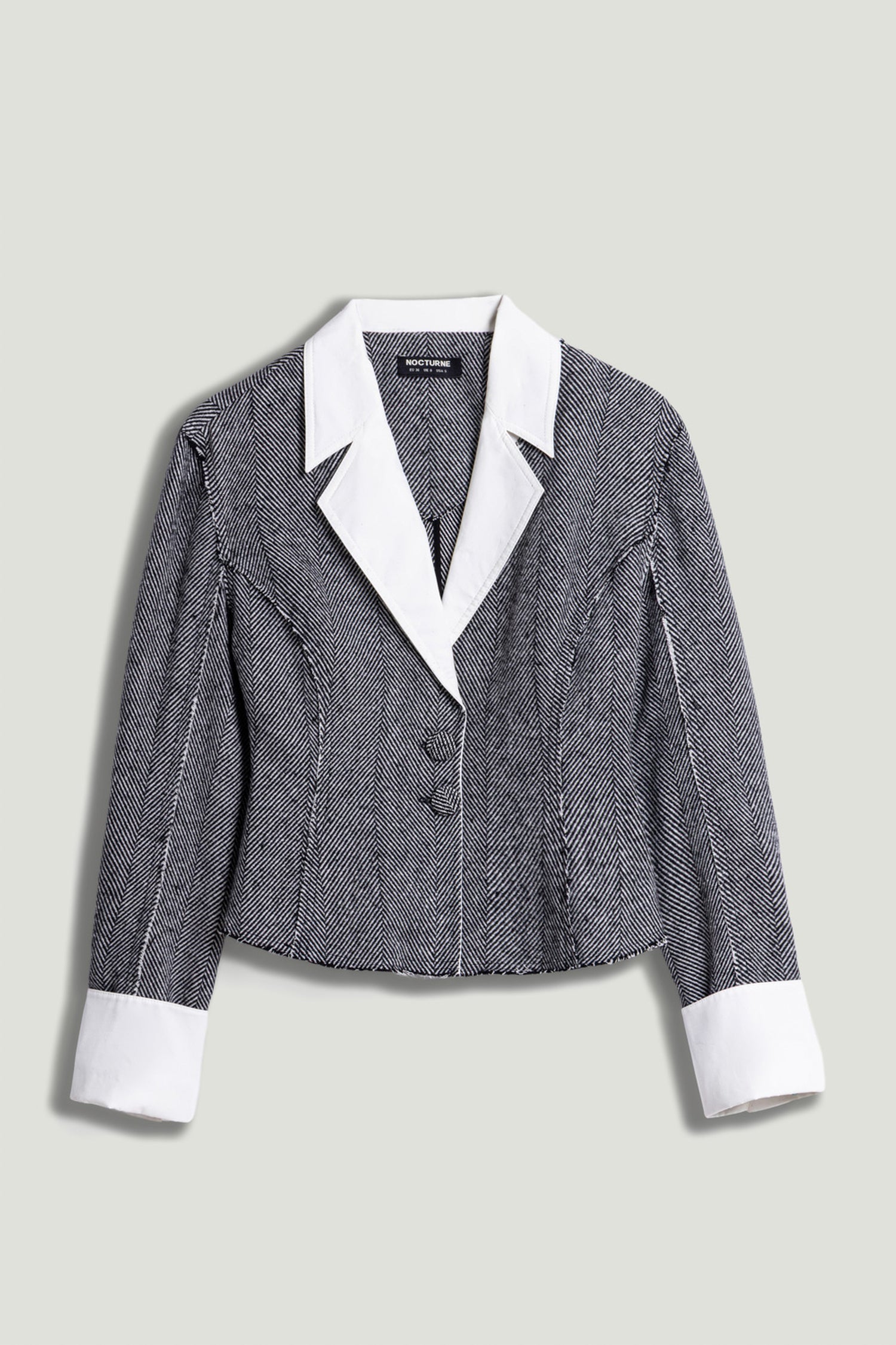 Contrast Lapel Tailored Textured Jacket