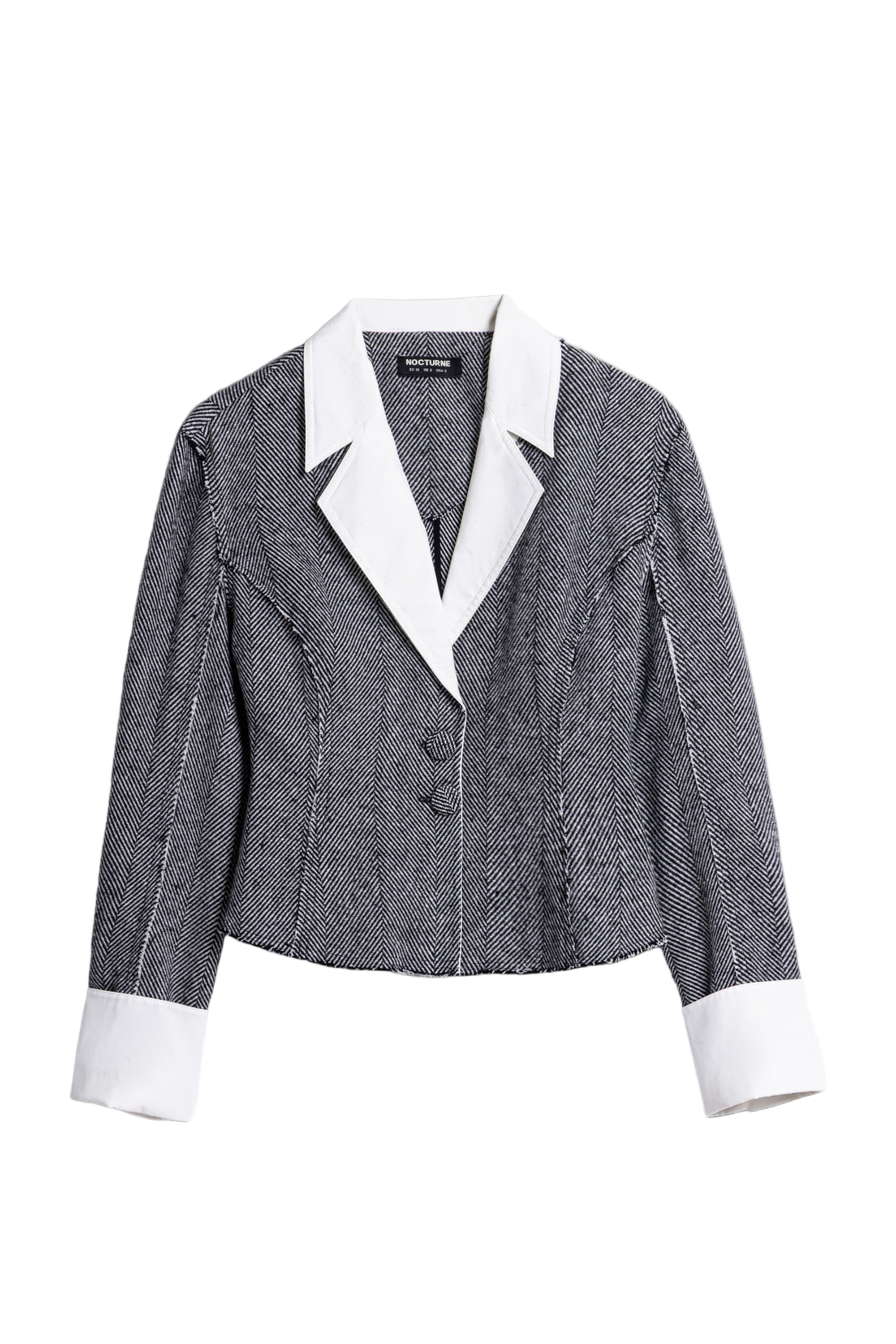 Contrast Lapel Tailored Textured Jacket
