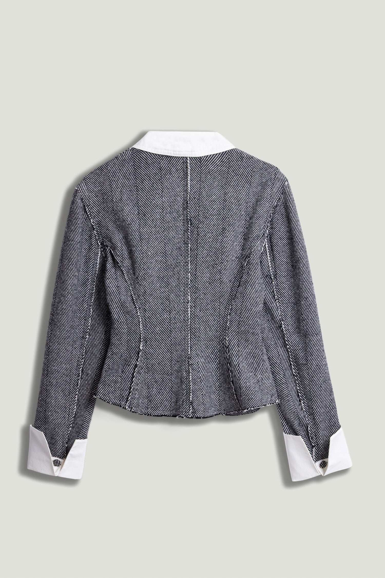 Contrast Lapel Tailored Textured Jacket