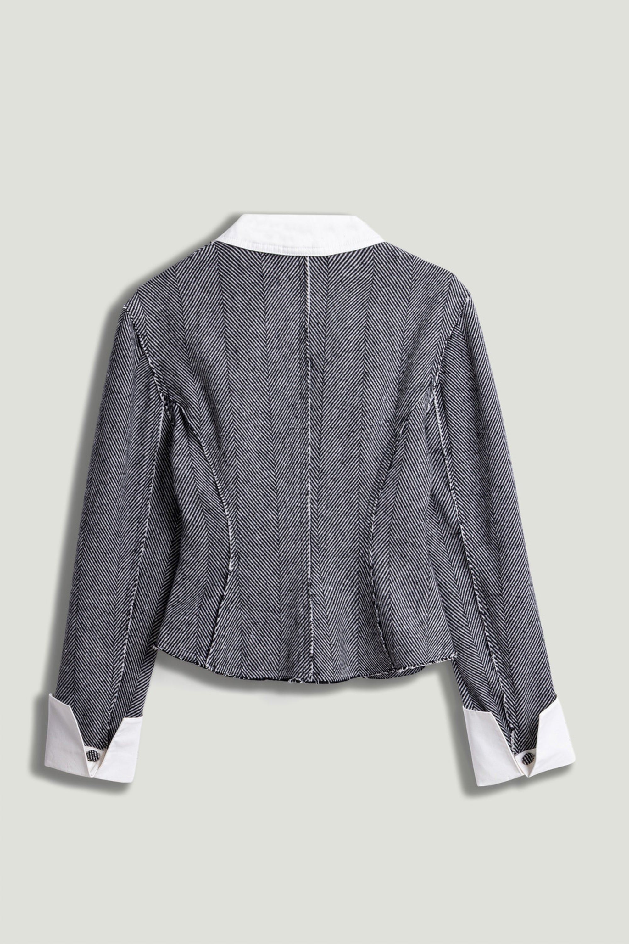 Contrast Lapel Tailored Textured Jacket