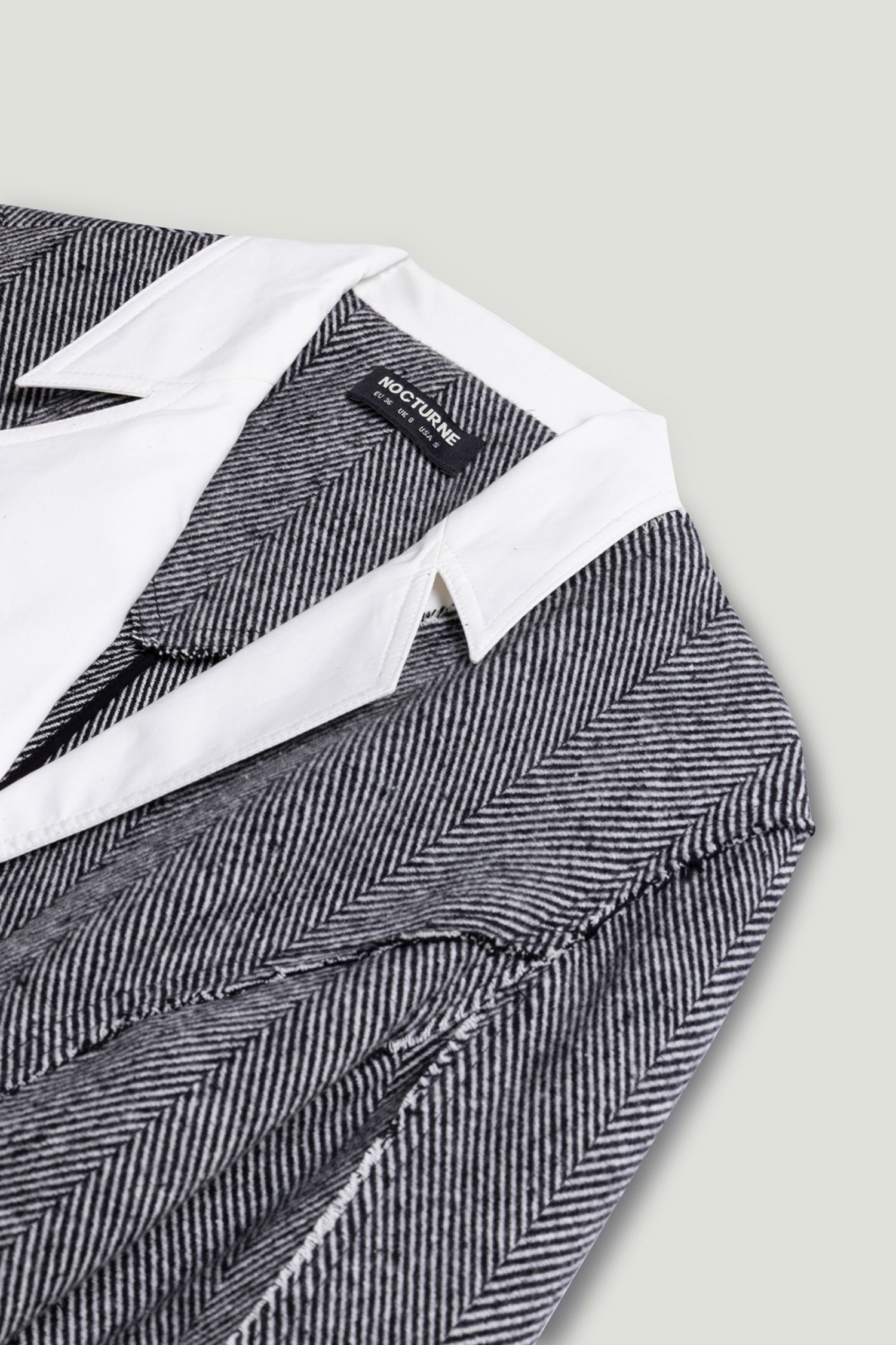 Contrast Lapel Tailored Textured Jacket