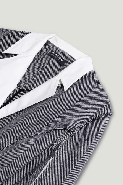 Contrast Lapel Tailored Textured Jacket