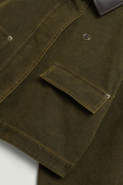 Contrast Collar Utility Cropped Jacket