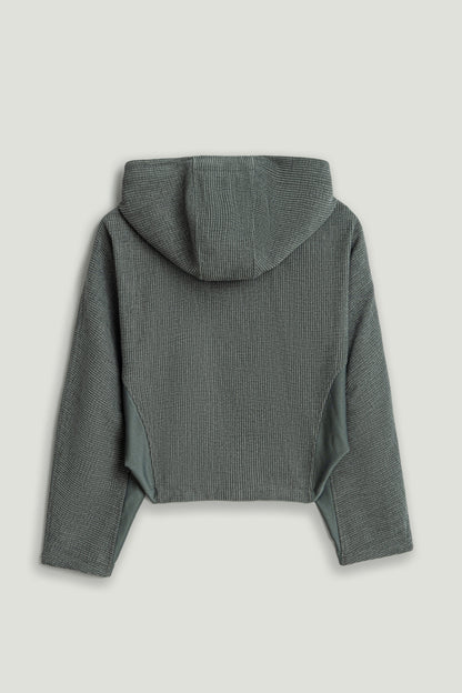 Ribbed Zip-Up Hoodie Jacket